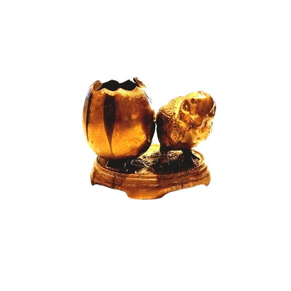 Brass Cracked Egg Bird Toothpick Holder Just Picked Out Whimiscal Kitchen‎ Decor - Picture 3 of 7